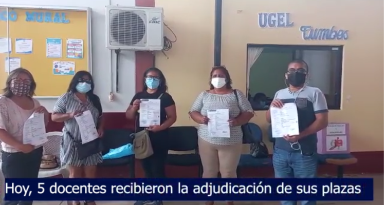 Hoy 5 profesores recibieron la adjudicación de sus plazas, quienes impartirán conocimientos en las instituciones educativas